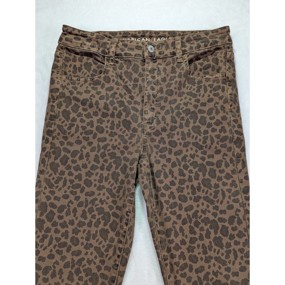 American Eagle Womens Sz 8 Brown Leopard Super High Rise Jegging Stretch Pants - Picture 5 of 15